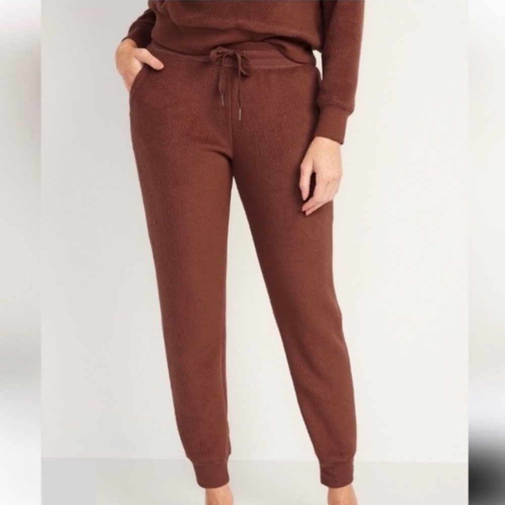 NWT Old Navy Mid-Rise Vintage Sherpa Jogger Sweatpants in Trident Maple Size XL